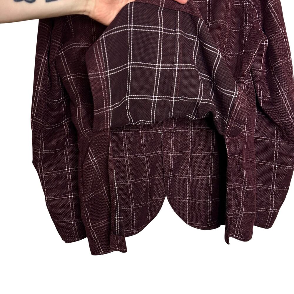 L.B.M. 1911 Tailored Burgundy Red Windowpane Blazer Jacket Size 52R - Picture 10 of 12